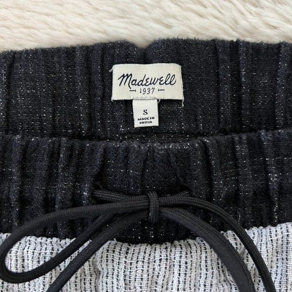 Madewell Comfy Linen Cotton Drawstring Pocket Shorts Black White Size Small - Picture 9 of 12